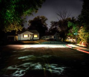 Art, Moss Image, Chris Moss, Watching, House at night