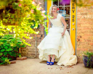 Moss Image - Moab Photographer - Weddings - Portraits - Girl in wedding dress with blue shoes